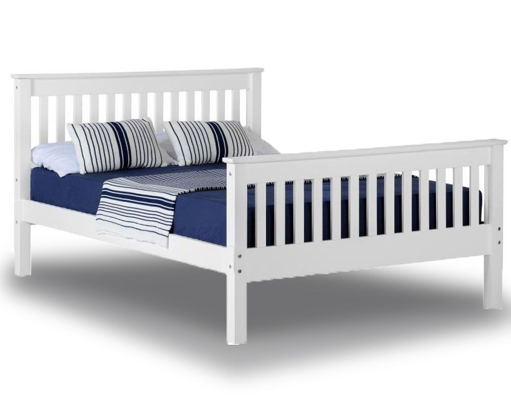 Monty White High Foot Double Bed Frame, White Shaker Double Bed Frame