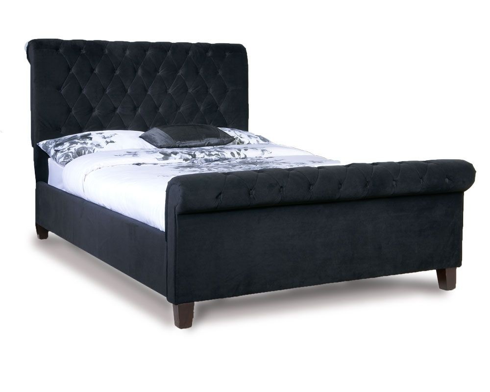 Orbital Black Velvet King Size Bed Frame, Velvet King Bed Frame