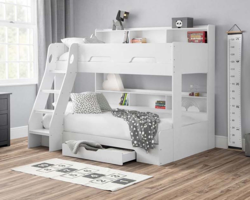 Orbit White Triple Bunk Bed, White Bunk Beds With Double Bed