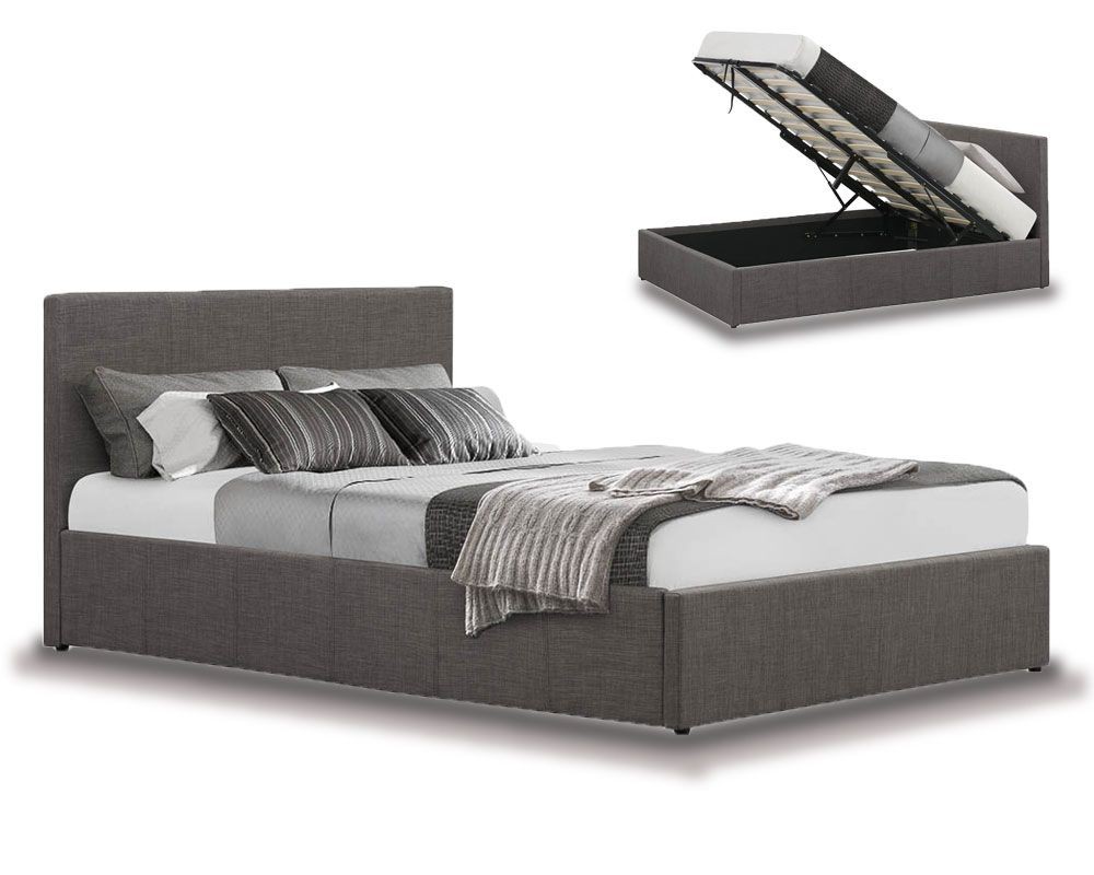 Parade Grey Fabric Double Ottoman Storage Bed Frame