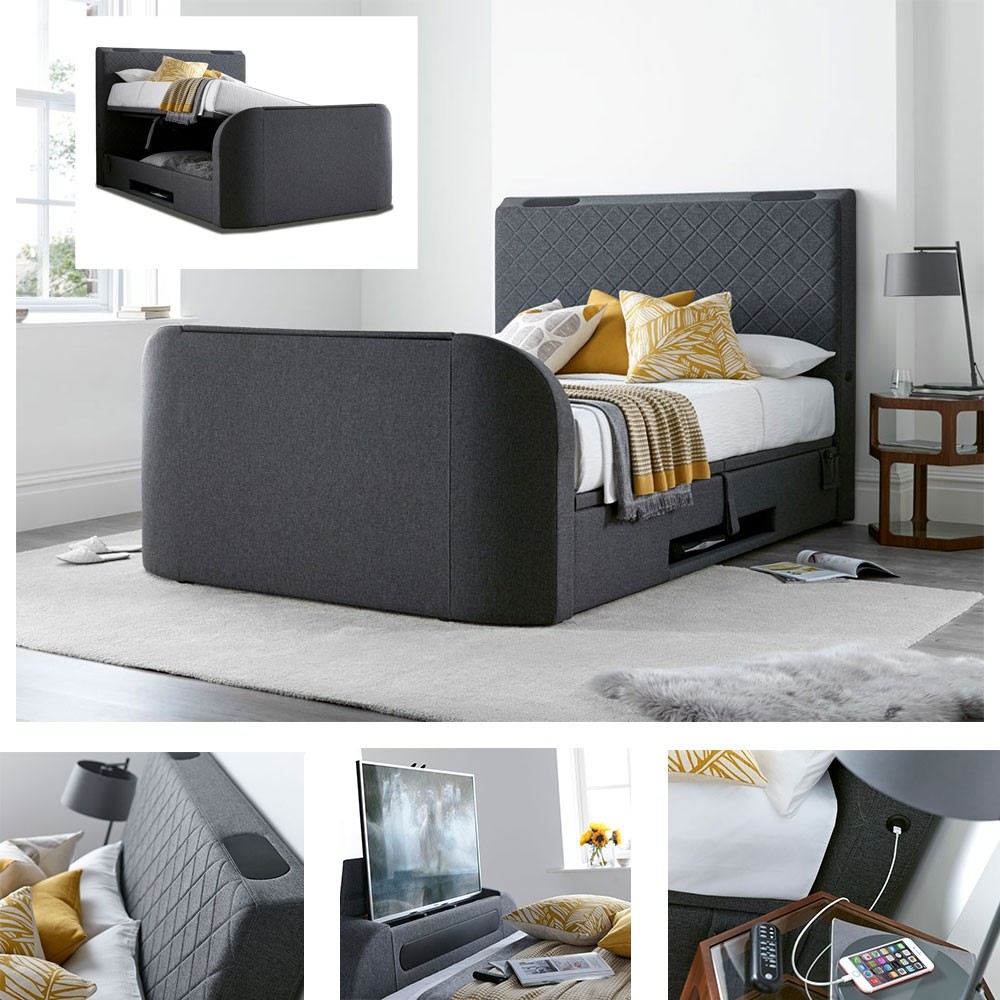 Piper Hopsack Grey TV Bed Frame 