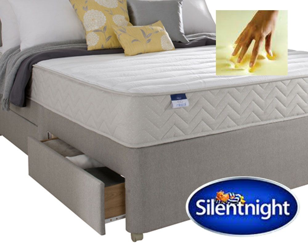 Silentnight Seoul Single 2 Drawer Divan Bed With Memory Foam