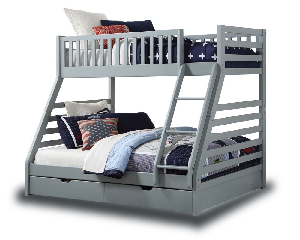 Station Grey Triple Bunk Bed With Drawers, Grey Bunk Beds