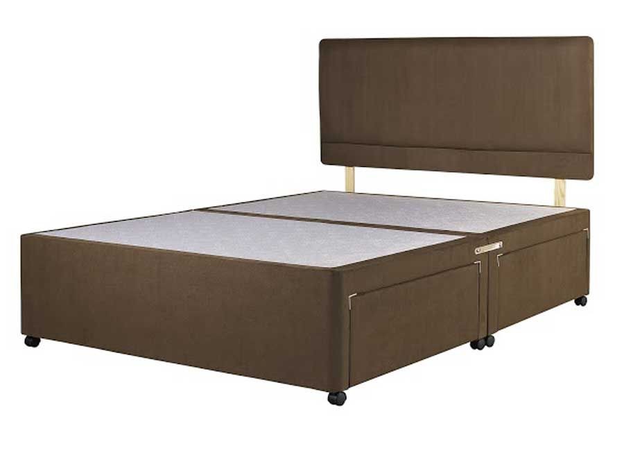 Superior Double Divan Bed Base Chocolate Fabric