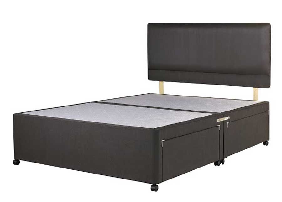 Superior Kingsize Divan Bed Base Charcoal Fabric