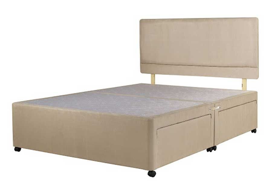 Superior Kingsize Divan Bed Base Stone Fabric
