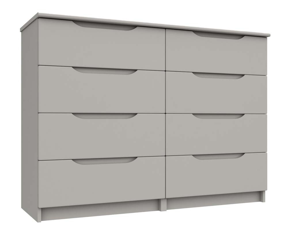 Cashmere Grey High Gloss 4 Drawer Double Chest