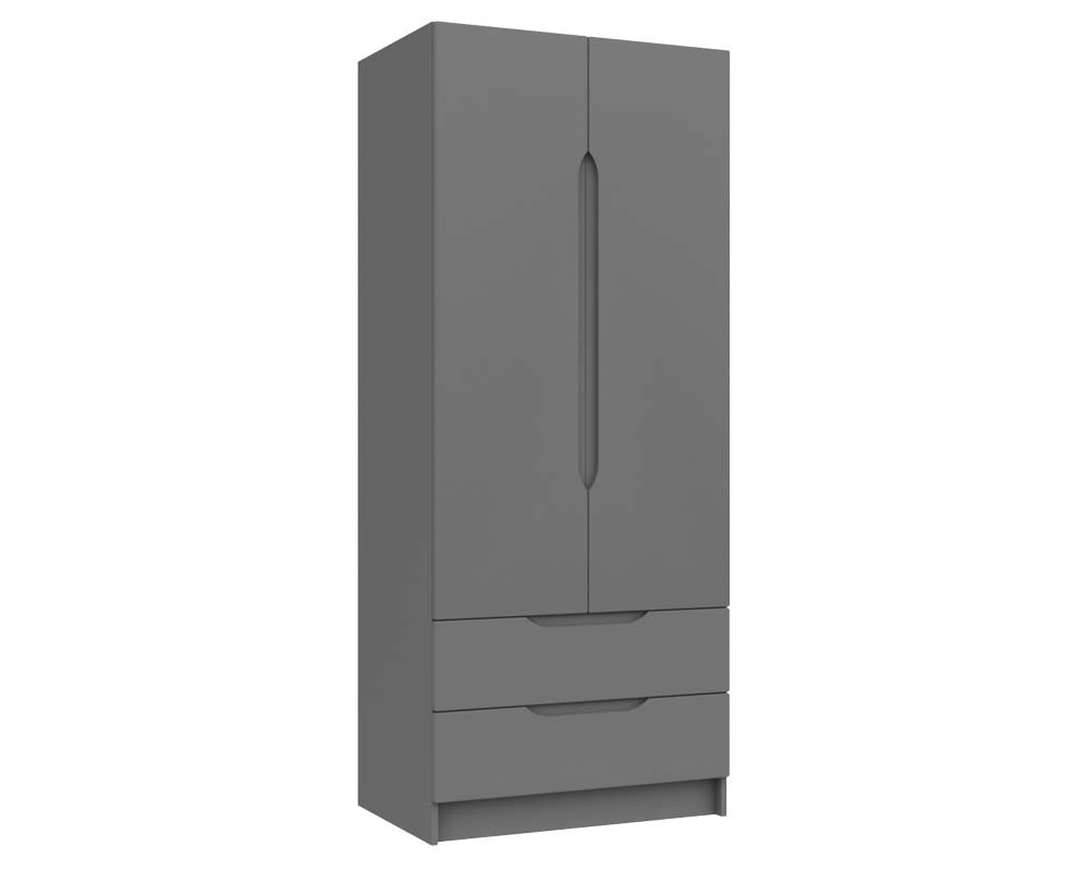 Dust Grey High Gloss 2 Door Combi Wardrobe