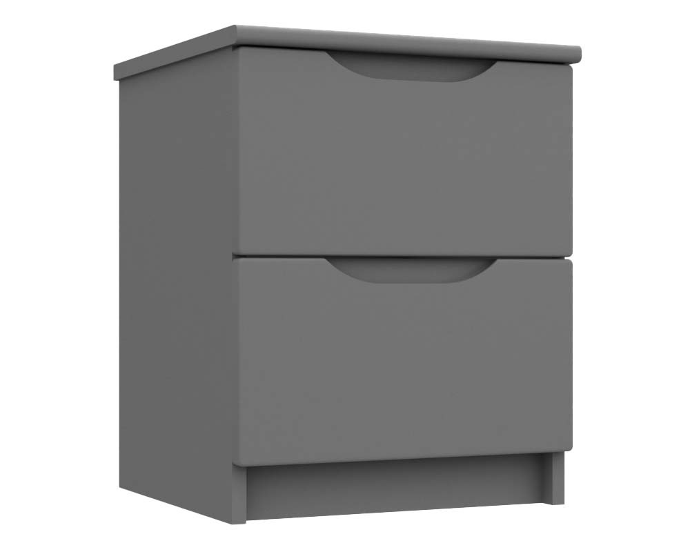 Dust Grey High Gloss 2 Drawer Bedside Chest