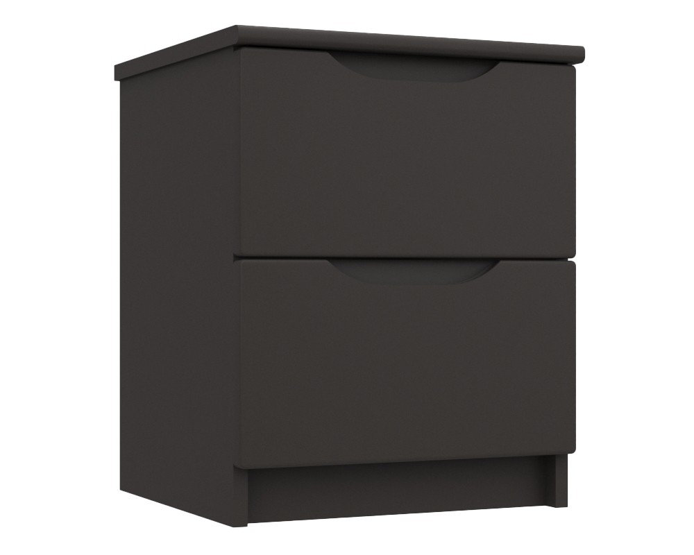 Graphite Grey High Gloss 2 Drawer Bedside Chest
