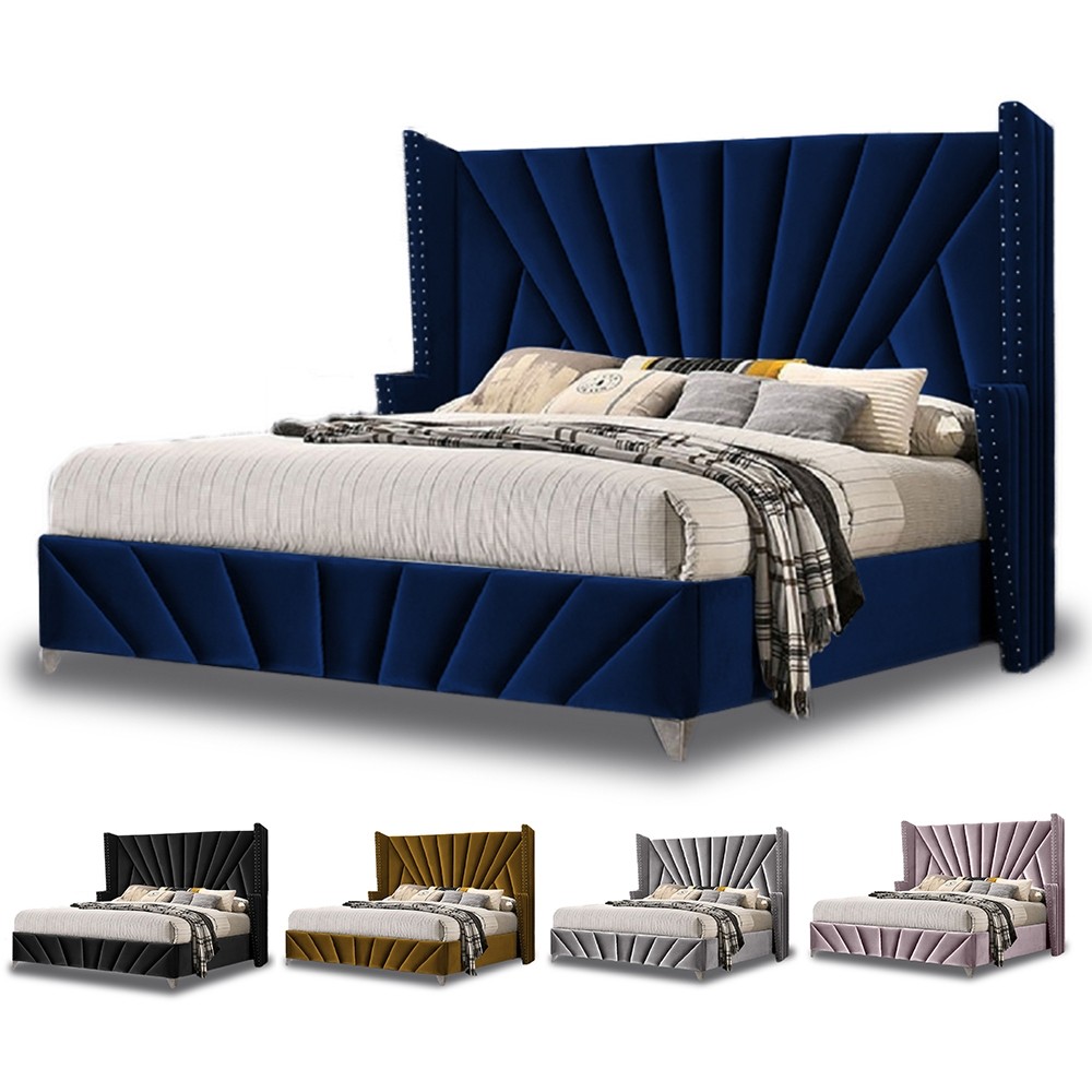 The Royal Double Bed Frame, Navy Blue Bed Frame Double