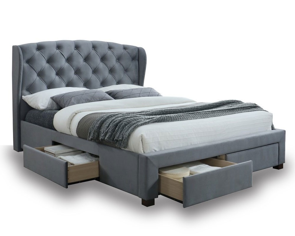 King Size 4 Drawer Bed Frame, King Size Bed Frame With Upholstered Headboard