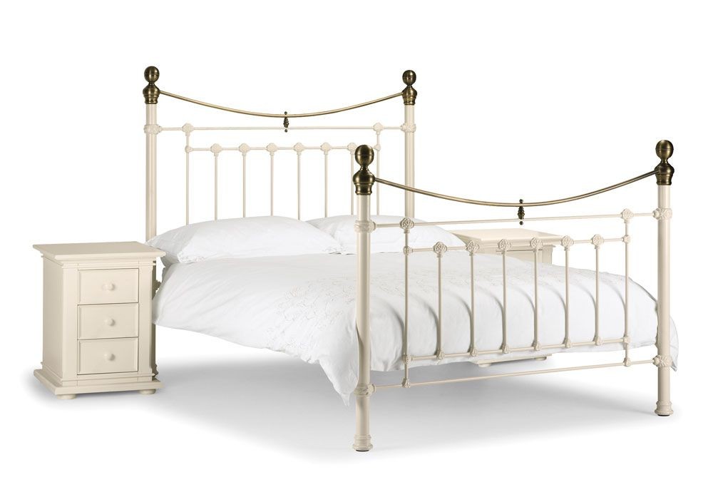 Vicky Stone White Double Bed Frame