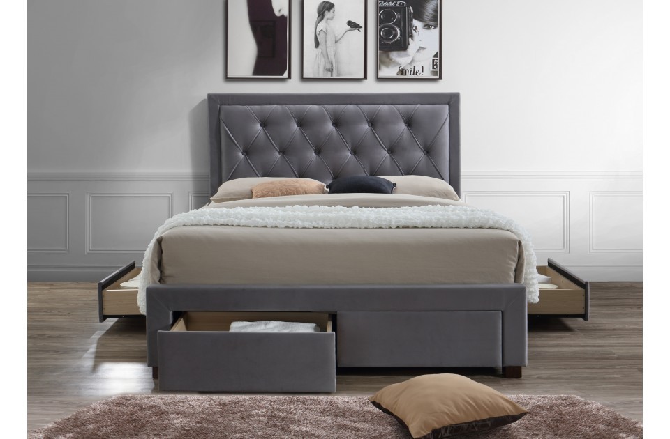 Four Drawer Super Kingsize Bed Frame, King Grey Bed Frame
