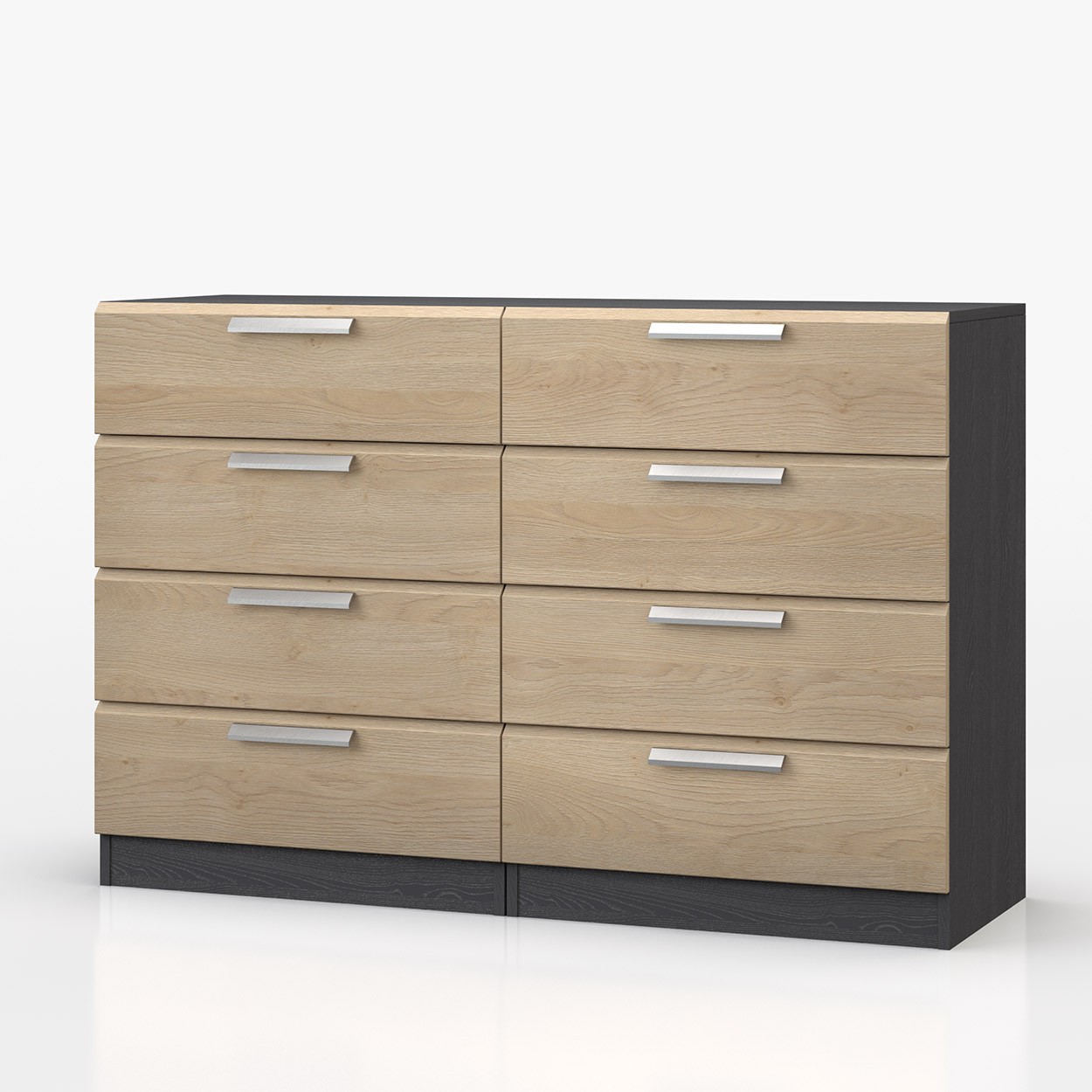 Waterfall Graphite And Oak 8 Drawer Chest