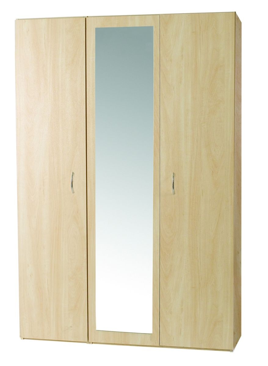 Woodgrain 3 Door Robe With Mirror.