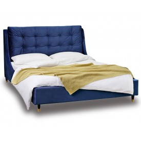 Cushion Back Blue Bed Frame