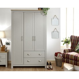 Lancashire Grey 3 Door 2 Drawer Wardrobe