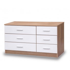 Otto White And Oak High Gloss 6 Drawer Chest