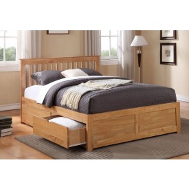 Petra Oak Double Bed Frame With 2 Drawers