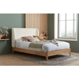 Halfren Boucle Winged Bed Frame