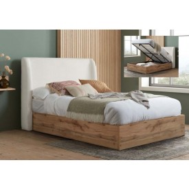 Halfren White Ottoman Storage Bed Frame