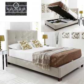Walker Oatmeal Fabric Kingsize Ottoman Storage Bed Frame