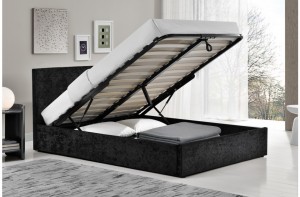 Berlin Parade Black Velvet Ottoman Storage Bed Frame