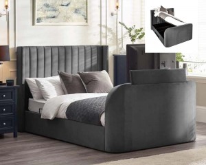 Clarke Dark Grey TV Storage Bed Frame
