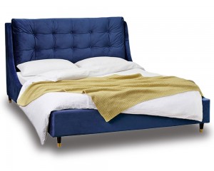 Cushion Back Blue Bed Frame