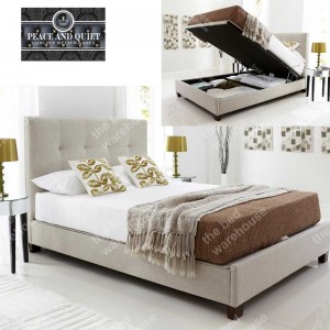 Walker Oatmeal Fabric Super Kingsize Ottoman Storage Bed Frame