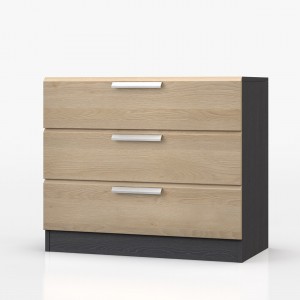 Waterfall Graphite And Oak 3 Drawer Chest
