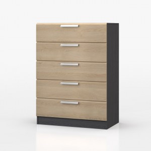 Waterfall Graphite And Oak 5 Drawer Chest