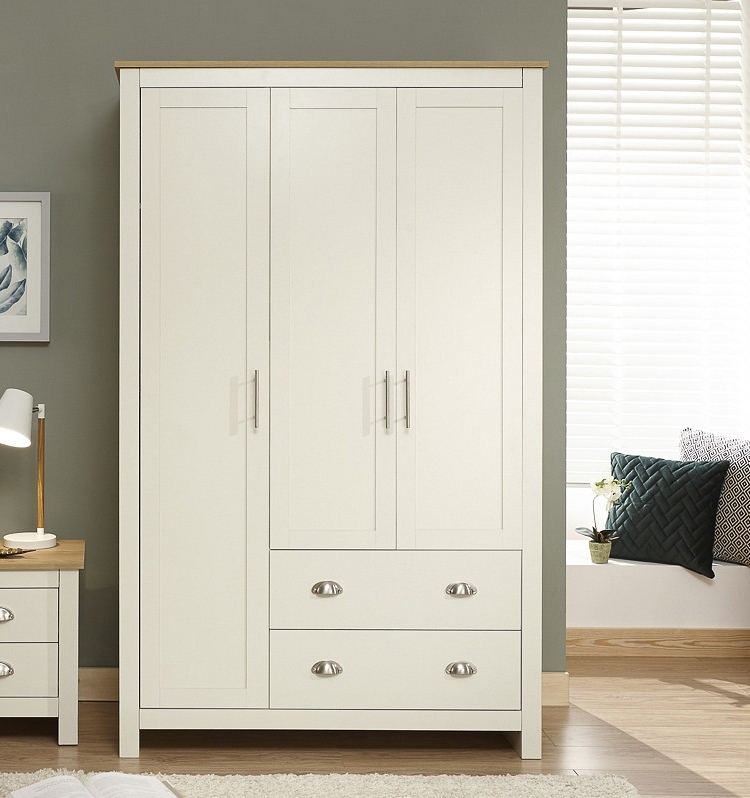 Lancashire Cream 3 Door 2 Drawer Wardrobe
