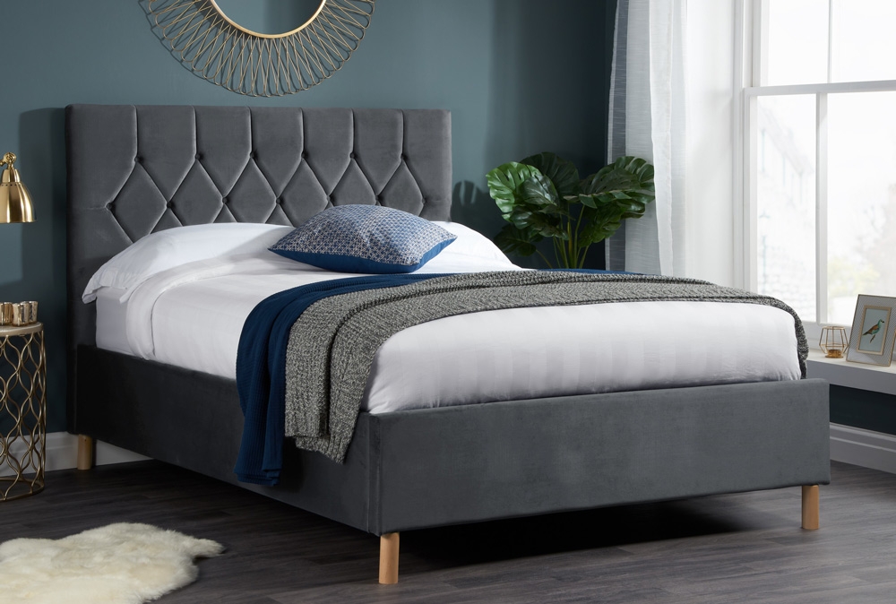 Locksley Grey Three Quarter Bed Frame Three Quarter Bed Frames Bed