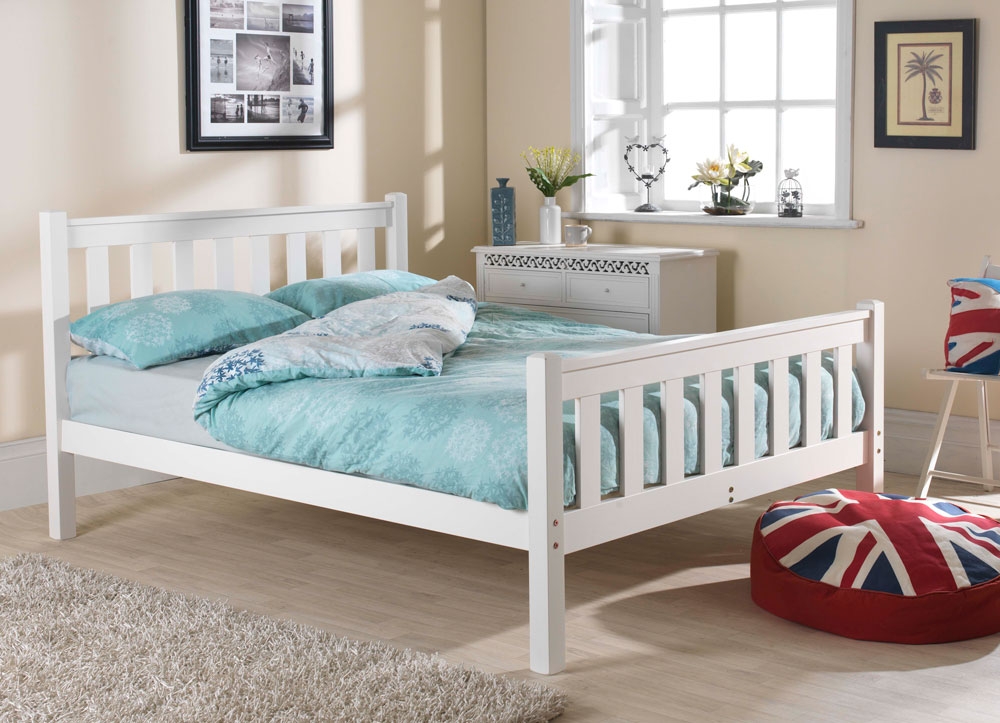 Shaker White High Foot Three Quarter (3/4) Bed Frame Three Quarter